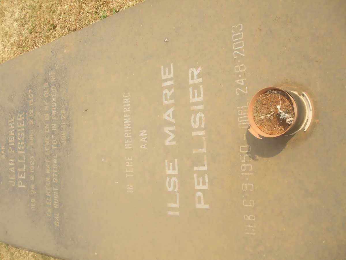 PELLISSIER Jean Pierre 1923-1957 &amp; Ilse Marie 1950-2003
