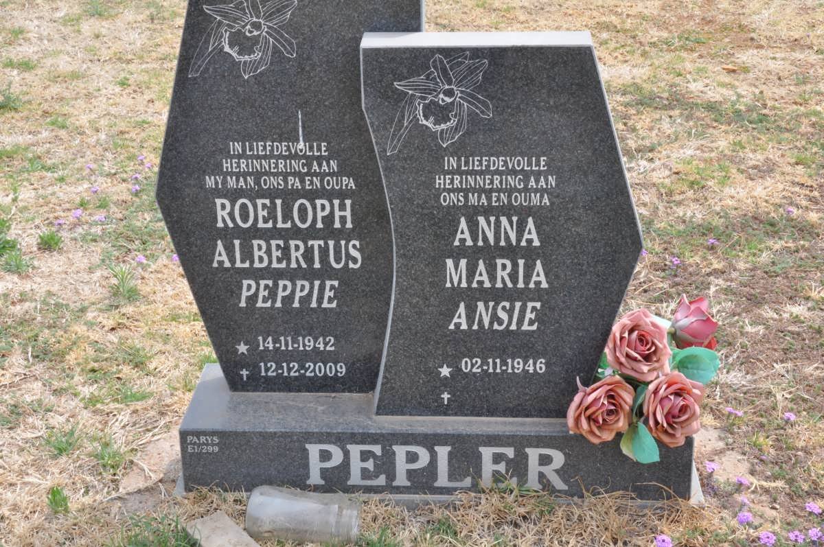 PEPLER Roeloph Albertus 1942-2009 &amp; Anna Maria 1946-