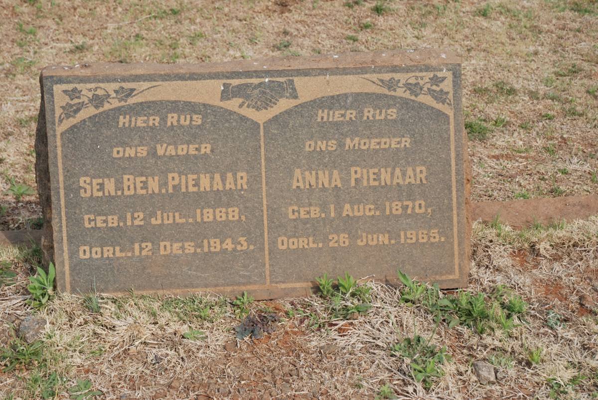 PIENAAR Ben 1868-1943 &amp; Anna 1870-1965