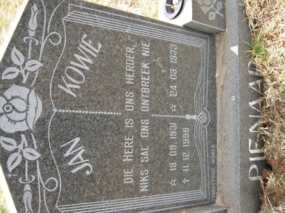 PIENAAR Jan 1931-1998 &amp; Kowie 1933-