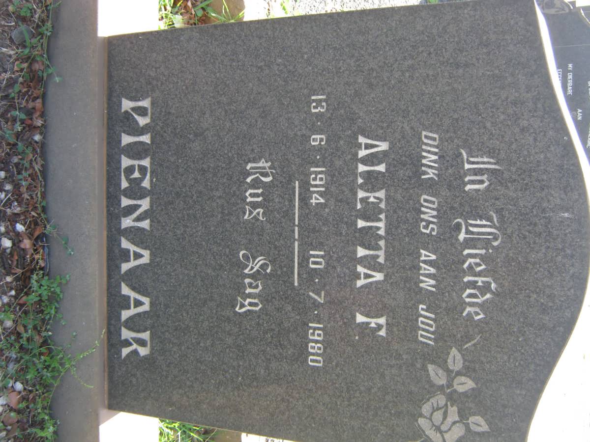 PIENAAR Aletta F. 1914-1980