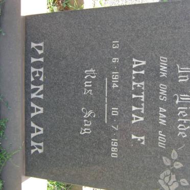 PIENAAR Aletta F. 1914-1980