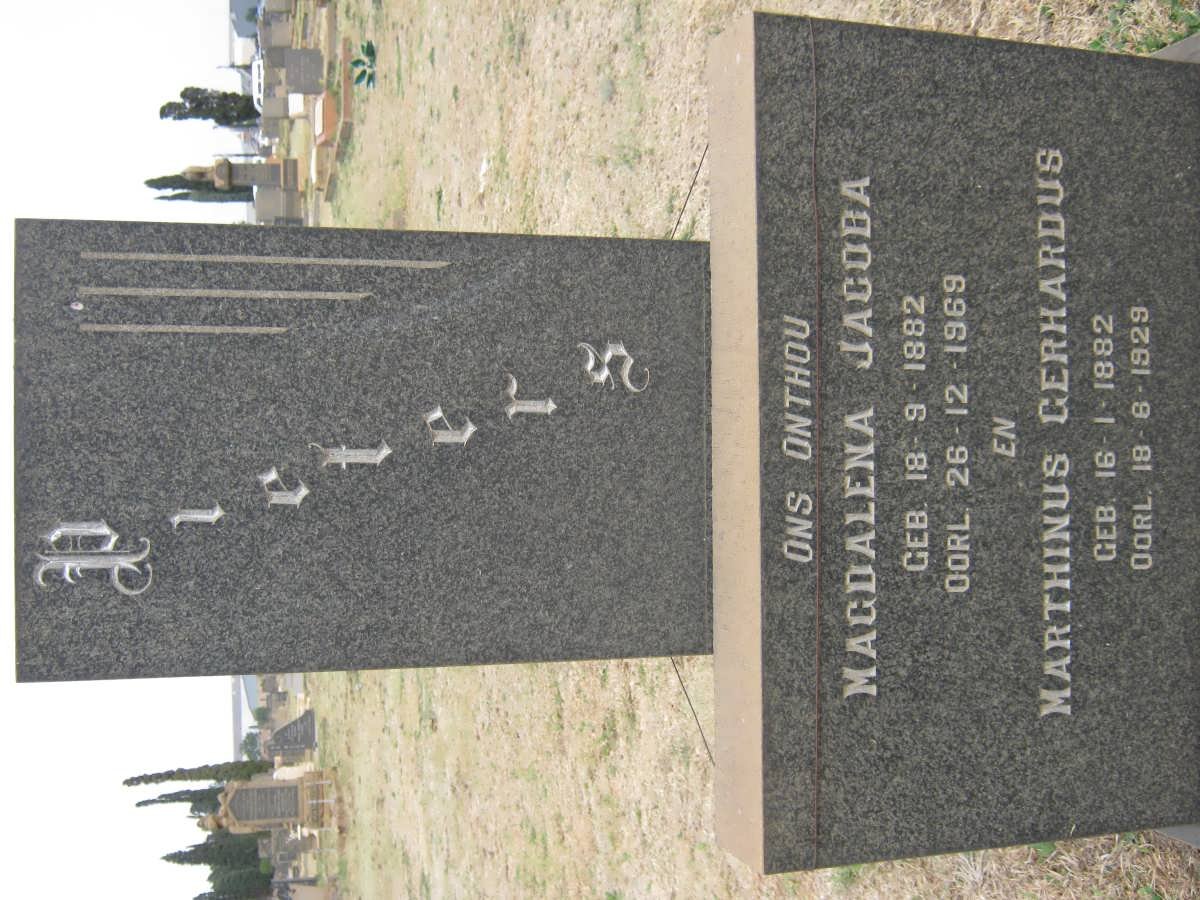 PIETERS Marthinus Gerhardus 1882-1929 &amp; Magdalena Jacoba THEUNISSEN 1882-1969