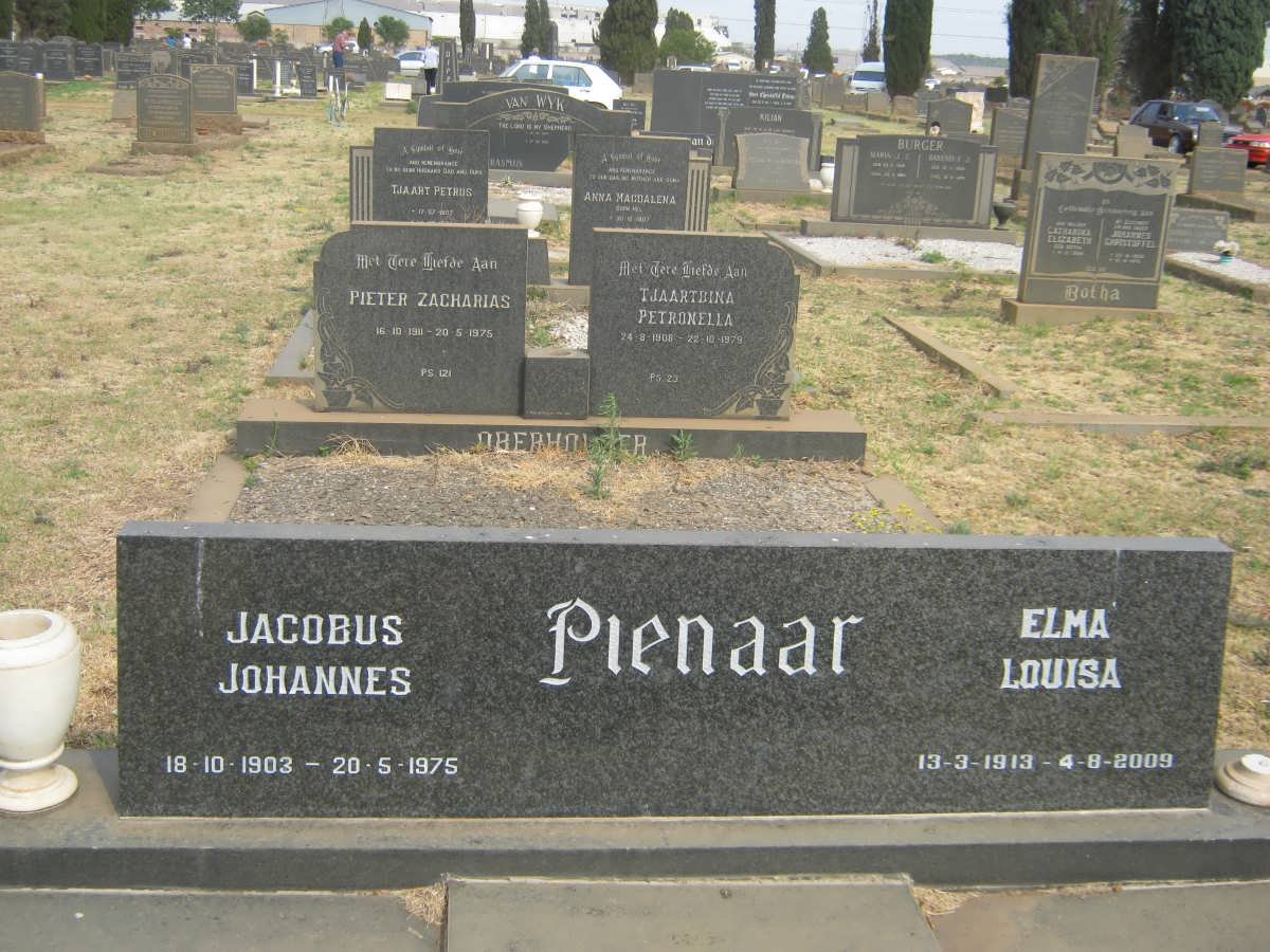 PIENAAR Jacobus Johannes 1903-1975 &amp; Elma Louisa 1913-2009