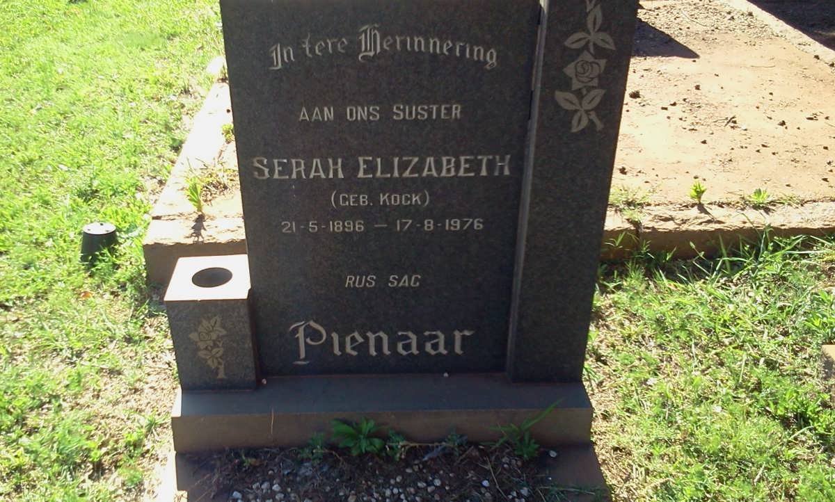 PIENAAR Serah Elizabeth nee KOCK 1896-1976