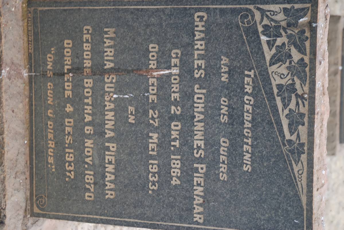 PIENAAR Charles Johannes 1864-1933 &amp; Maria Susanna BOTHA 1870-1937