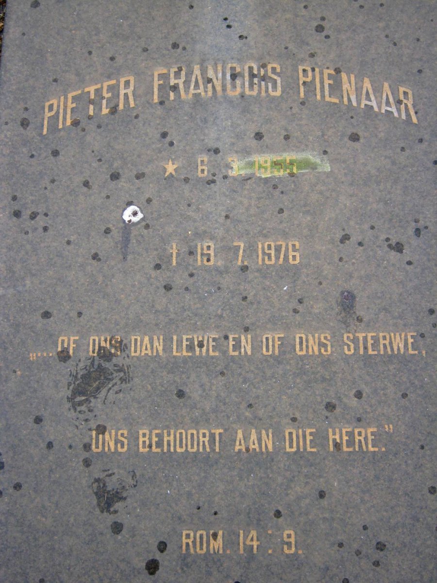 PIENAAR Pieter Francois 1955-1976