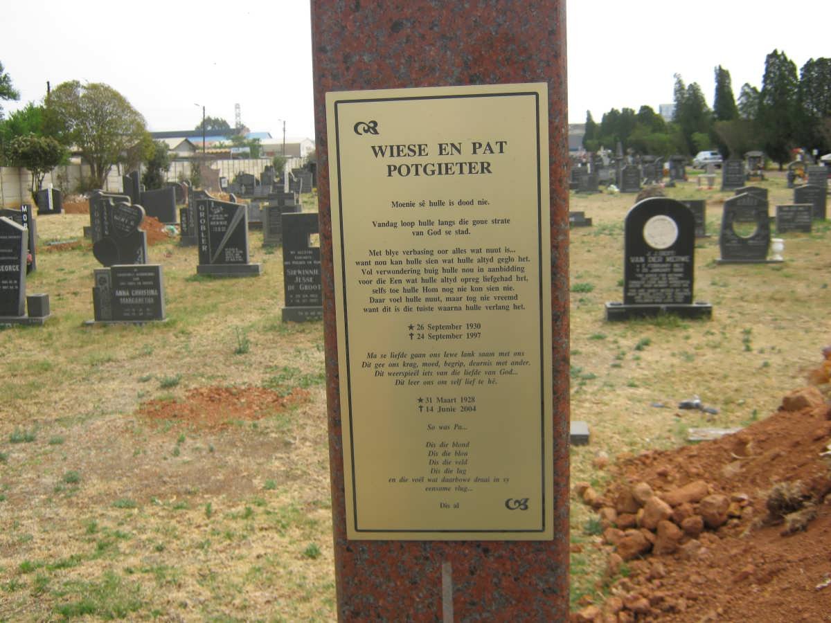 POTGIETER Wiese 1930-1997 &amp; Pat 1928-2004
