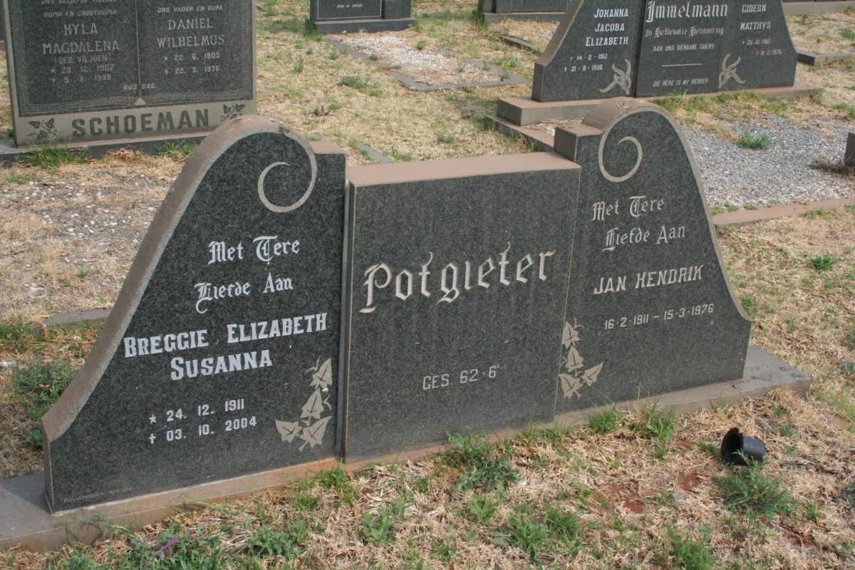 POTGIETER Jan Hendrik 1911-1976 &amp; Breggie Elizabeth Susanna 1911-2004