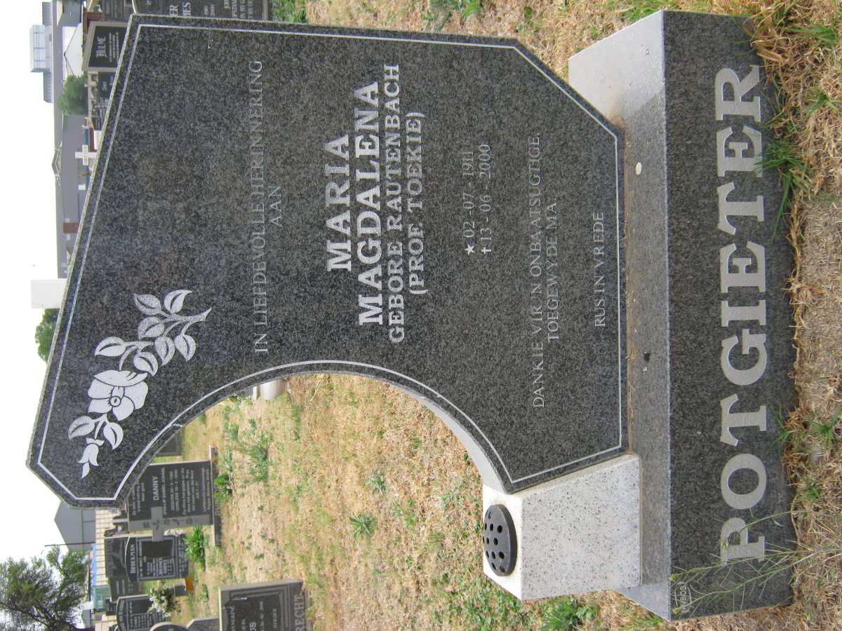 POTGIETER Maria Magdalena nee RAUTENBACH 1911-2000