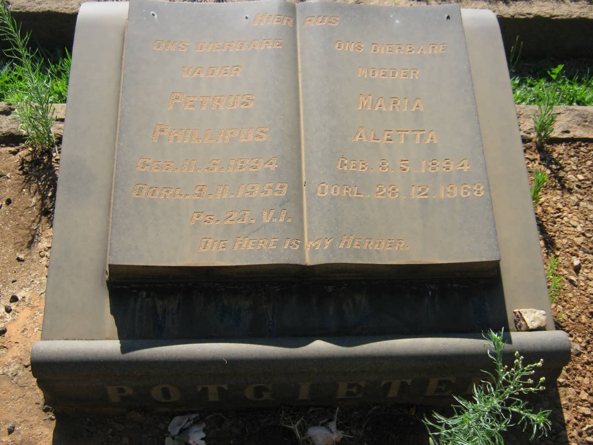 POTGIETER Petrus Phillipus 1894-1959 &amp; Maria Aletta 1894-1968