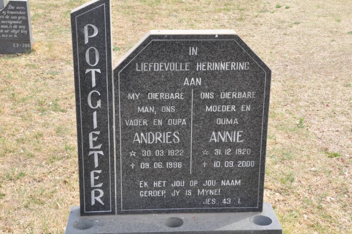 POTGIETER Andries 1922-1998 &amp; Annie 1920-2000