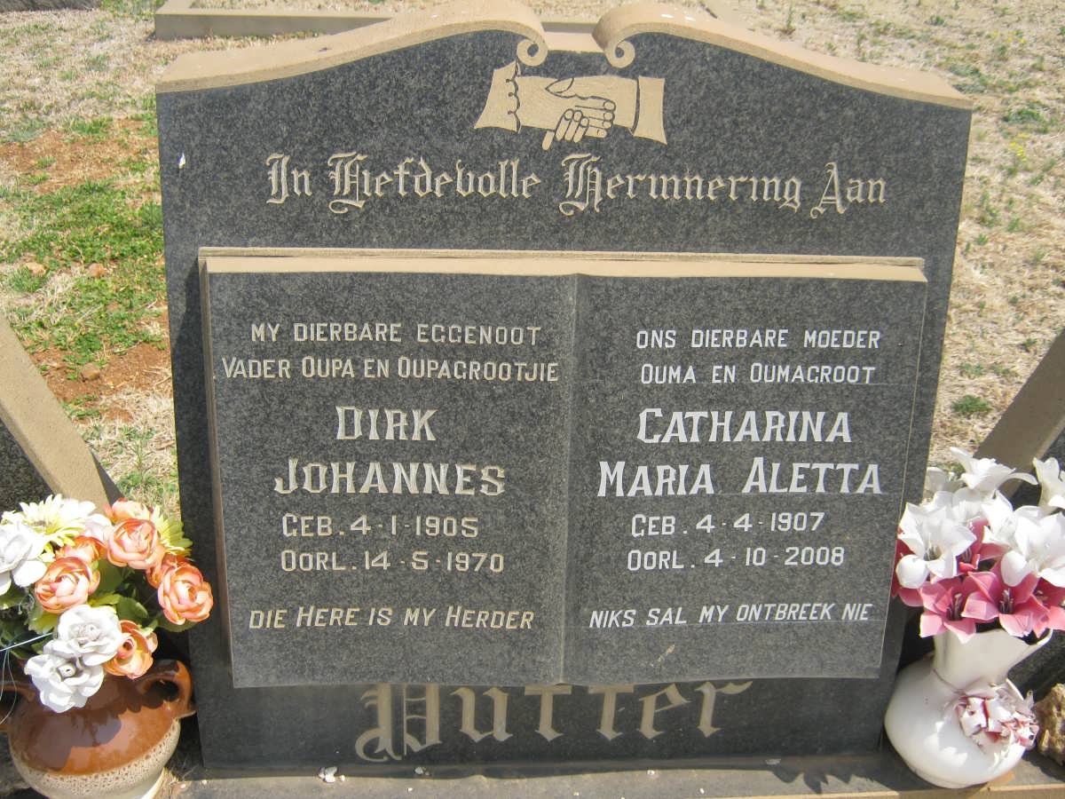 PUTTER Dirk Johannes 1905-1970 &amp; Catharina Maria Aletta 1907-2008