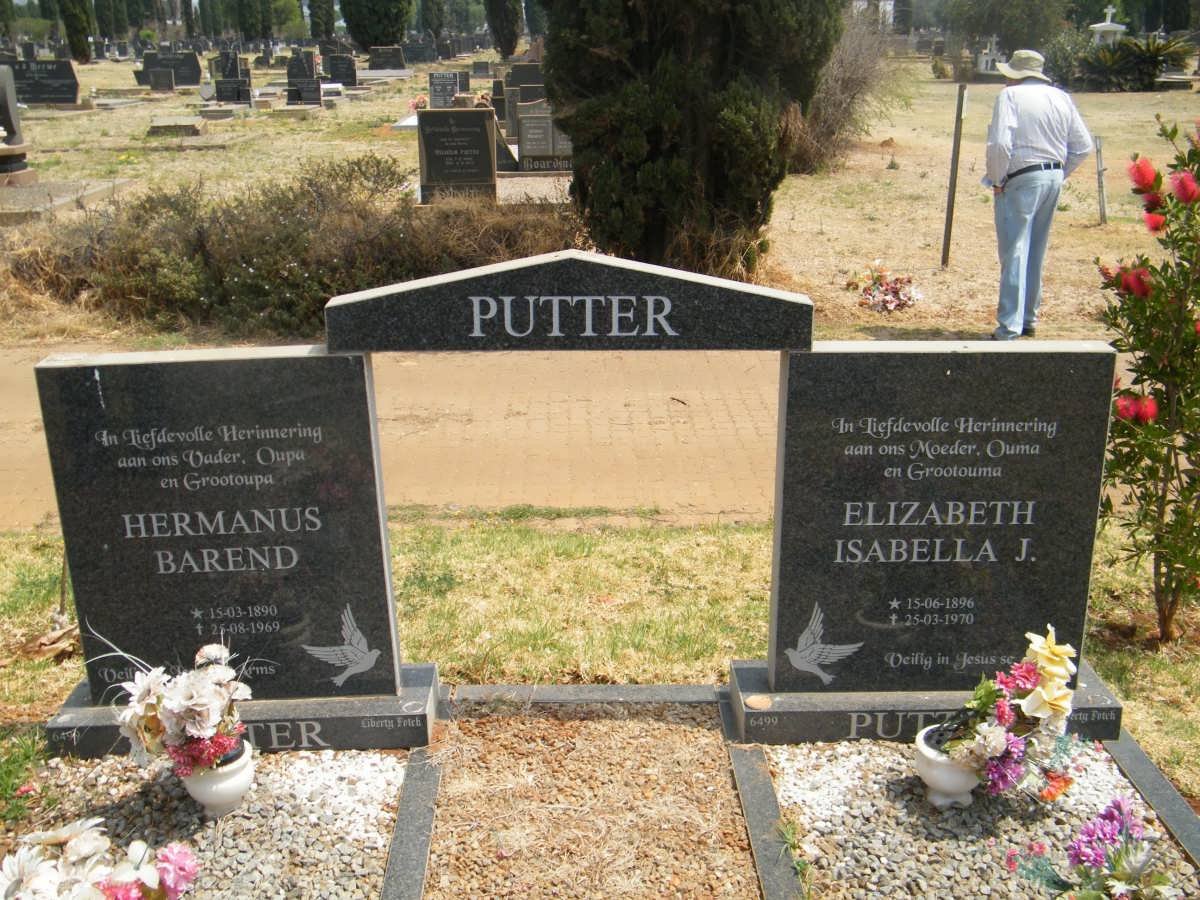 PUTTER Hermanus Barend 1890-1969 &amp; Elizabeth Isabella J. 1896-1970