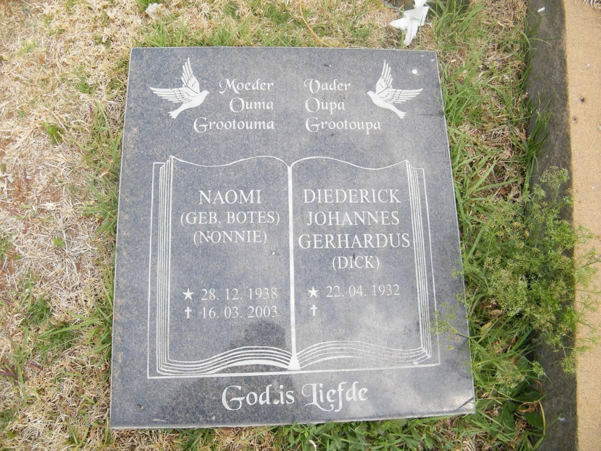 PUTTER Diederick Johannes Gerhardus 1932- &amp; Naomi BOTES 1938-2003