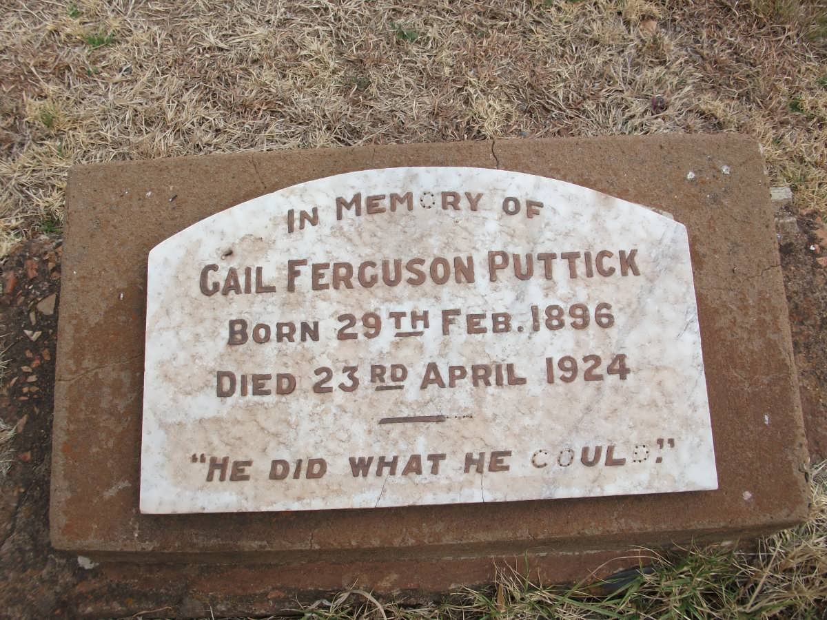 PUTTICK Gail Ferguson 1896-1924