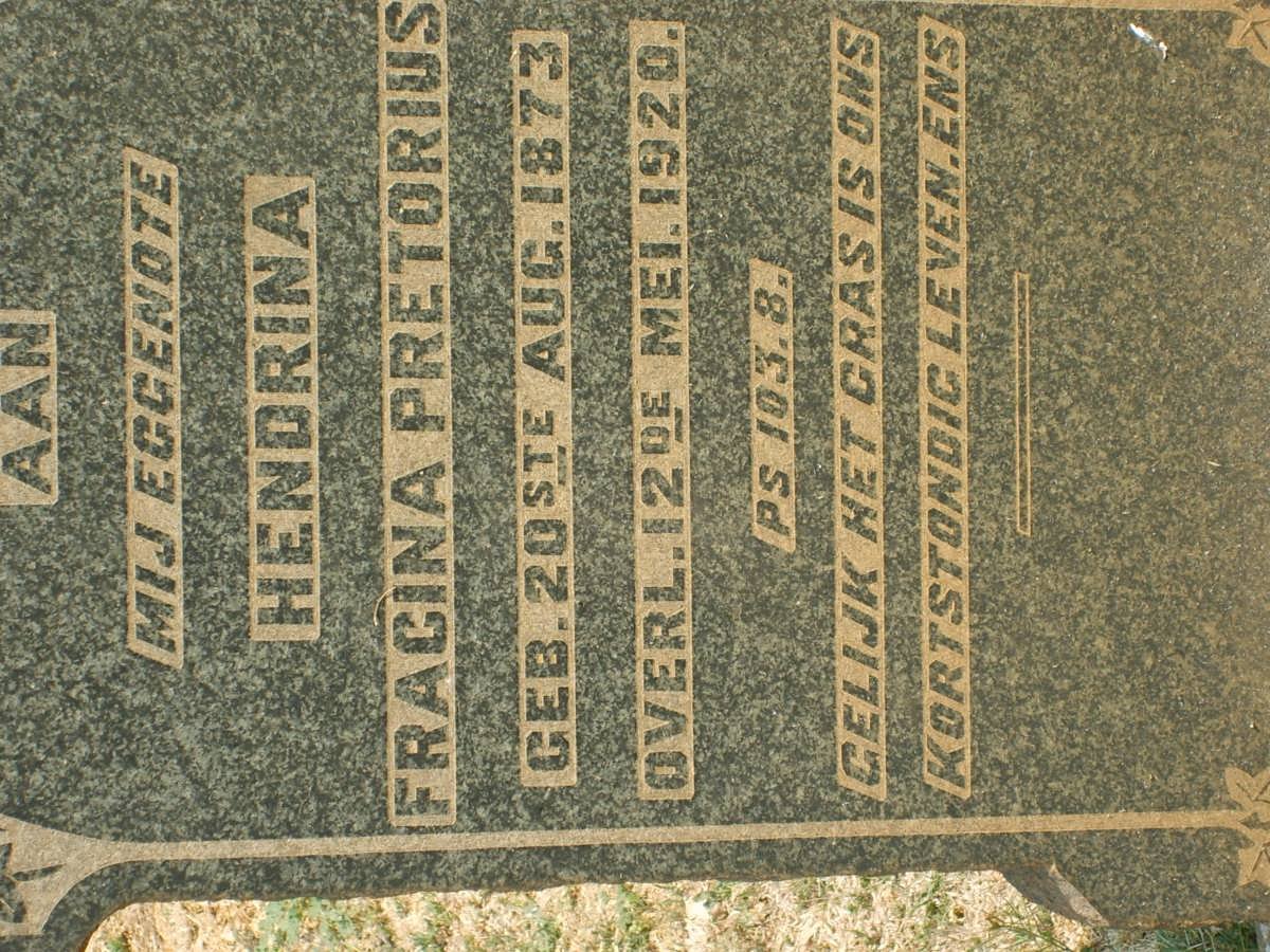 PRETORIUS Hendrina Fracina 1873-1920