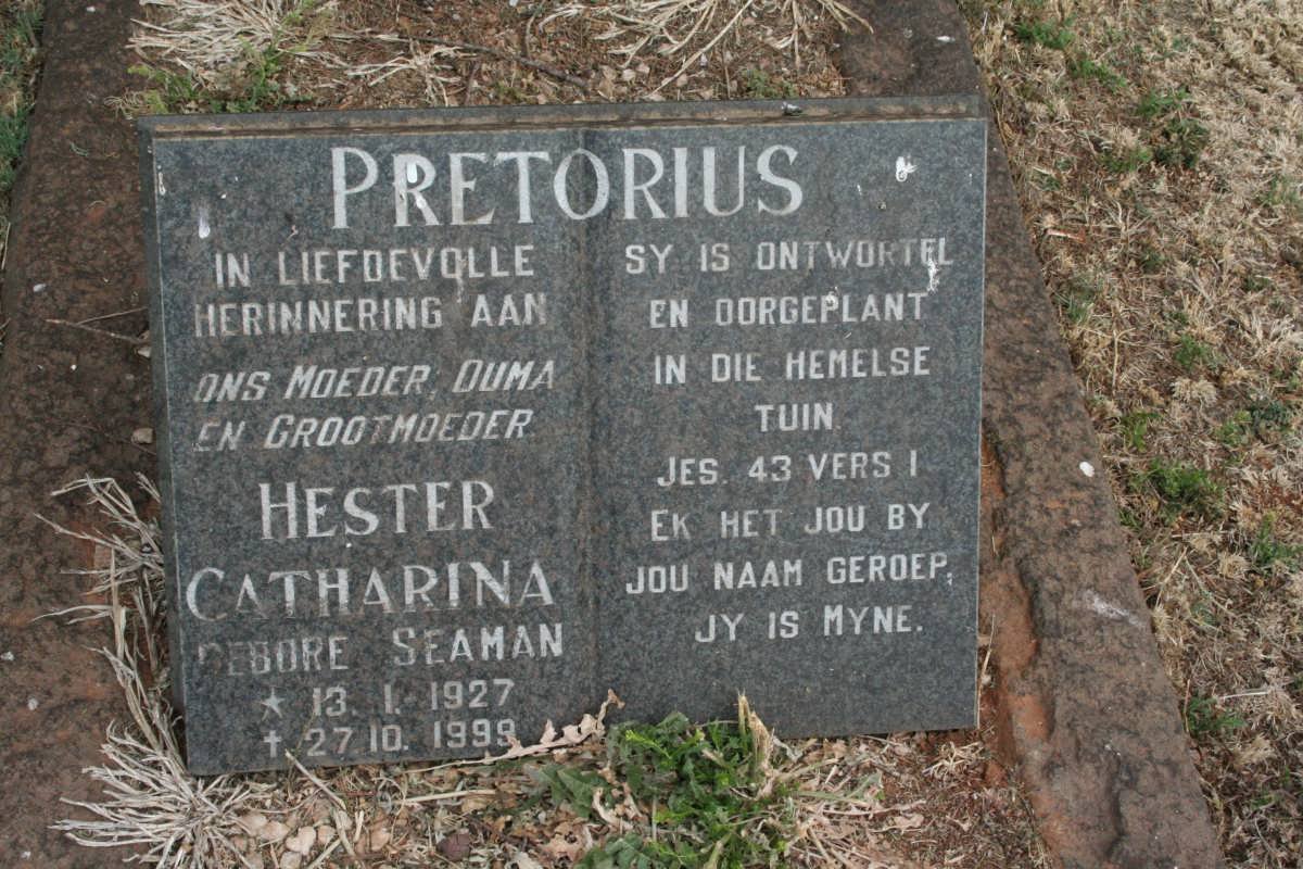 PRETORIUS Hester Catharina nee SEAMAN 1927-1999