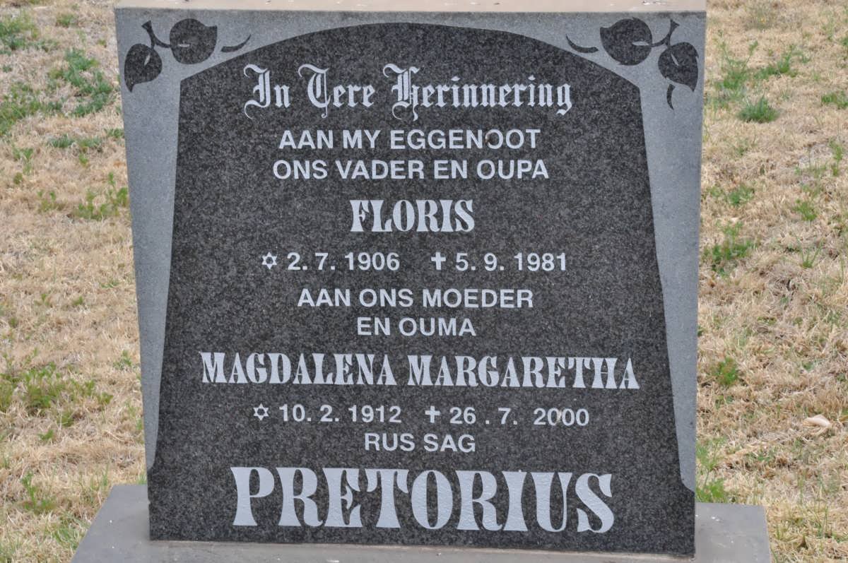 PRETORIUS Floris 1906-1981 &amp; Magdalena Margaretha 1912-2000
