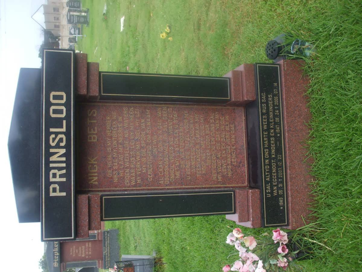 PRINSLOO Nick 1943-2007 &amp; Bets 1947-2006