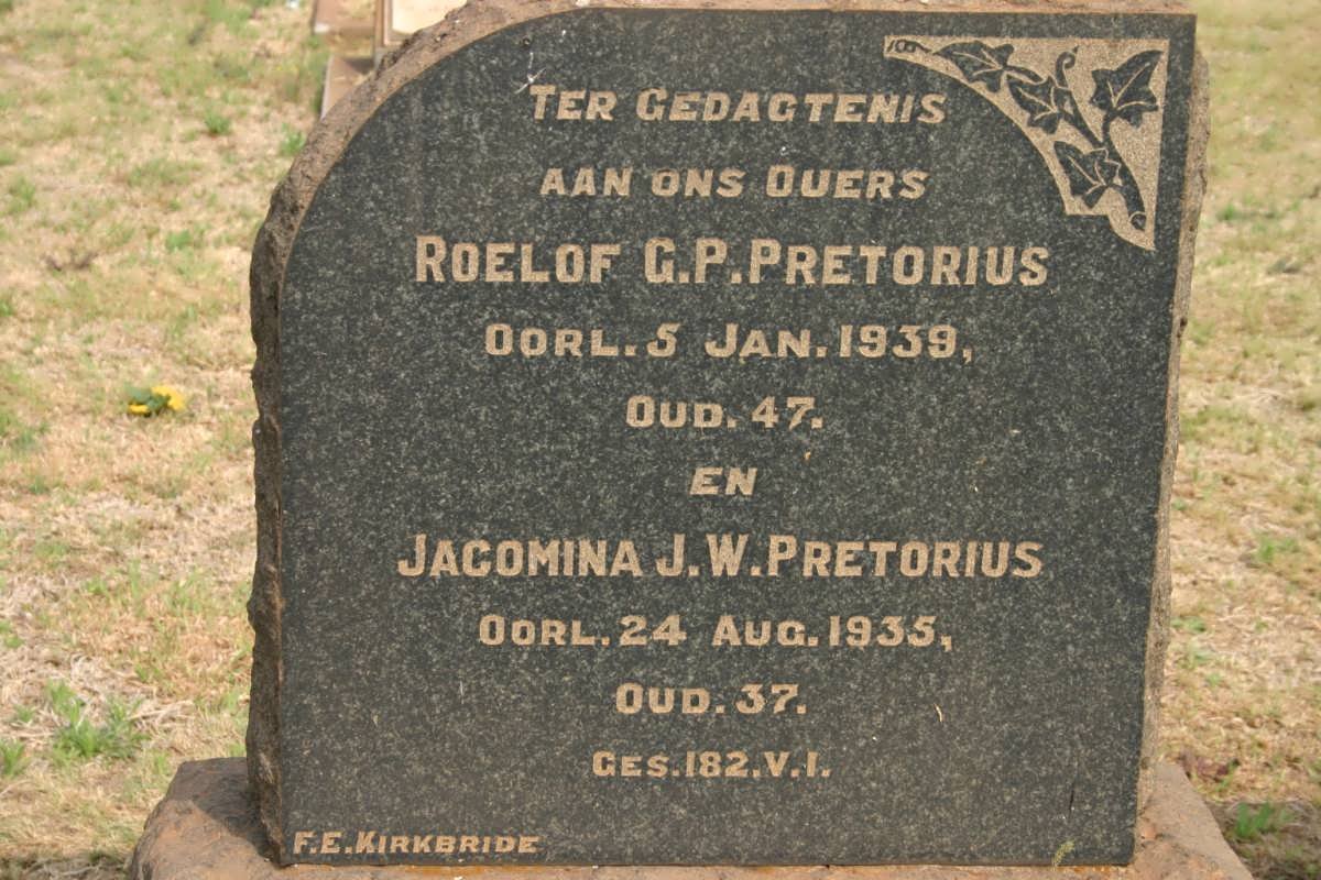 PRETORIUS Roelof G.P. -1939 &amp; Jacomina J.W. -1935