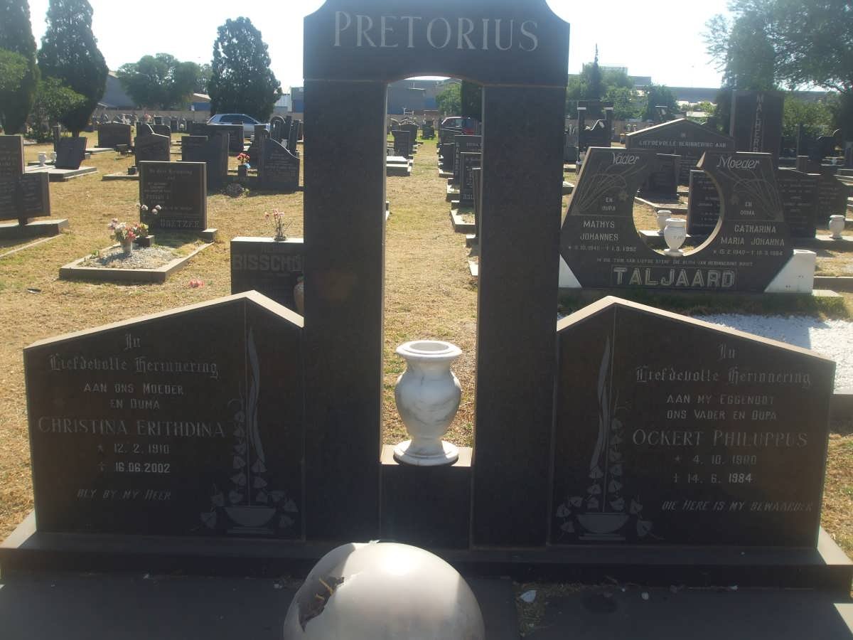 PRETORIUS Ockert Philuppus 1900-1984 &amp; Christina Erithdina 1910-2002