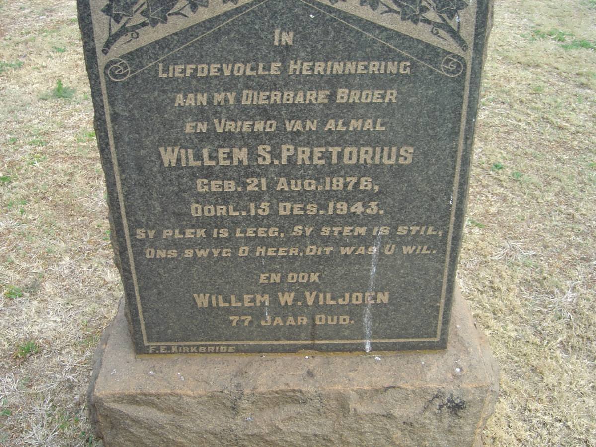 PRETORIUS Willem S. 1876-1943 :: VILJOEN Willem W. ?