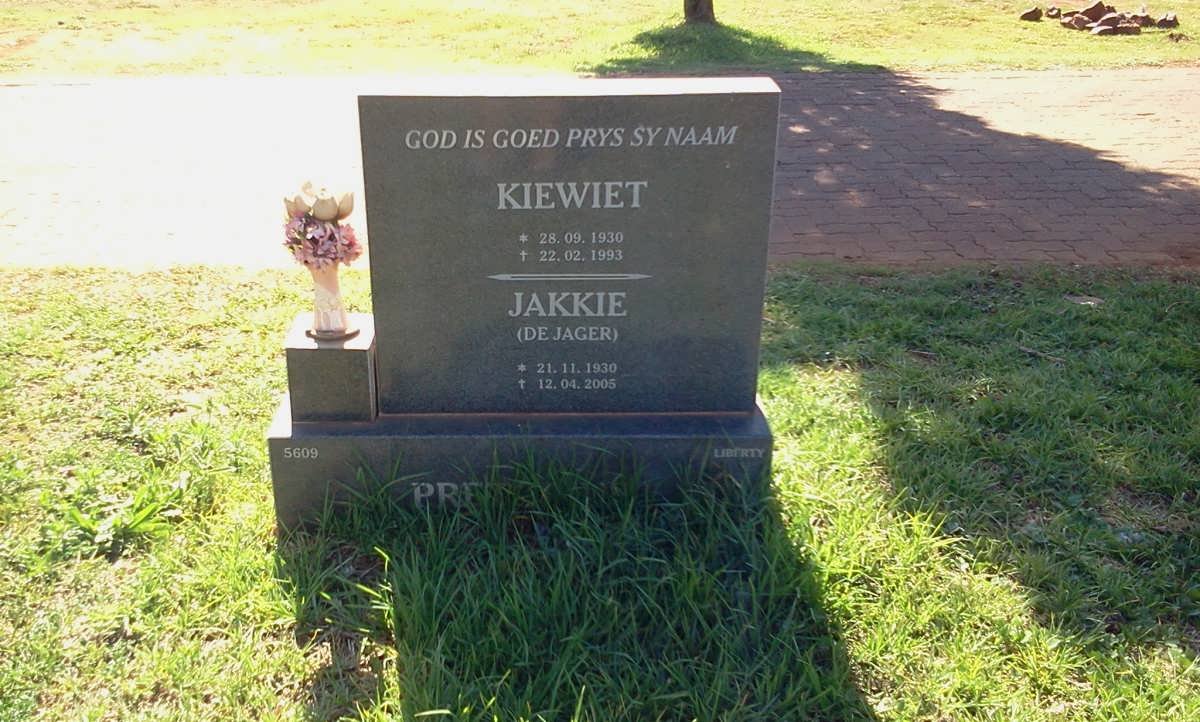 PRETORIUS Kiewiet 1930-1993 &amp; Jakkie DE JAGER 1930-2005