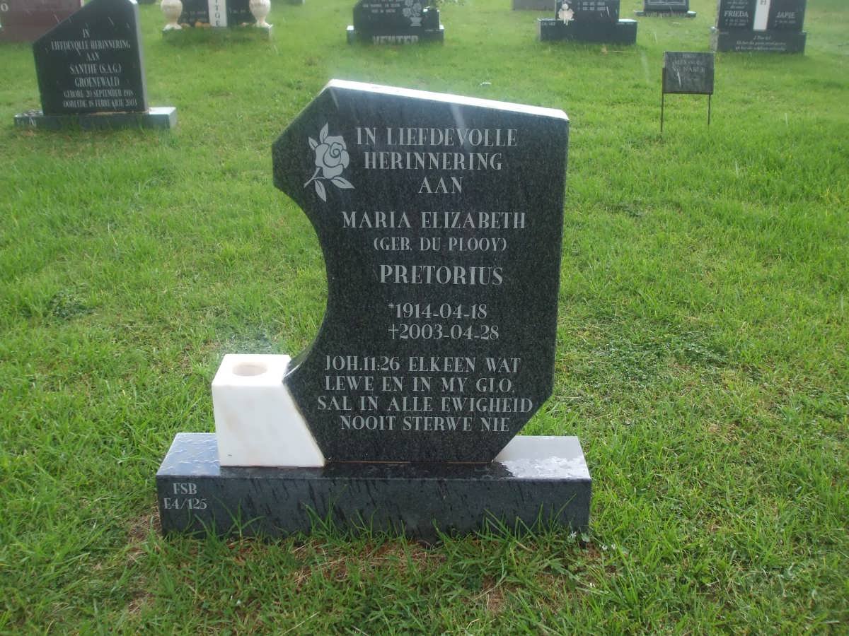 PRETORIUS Maria Elizabeth nee DU PLOOY 1914-2003