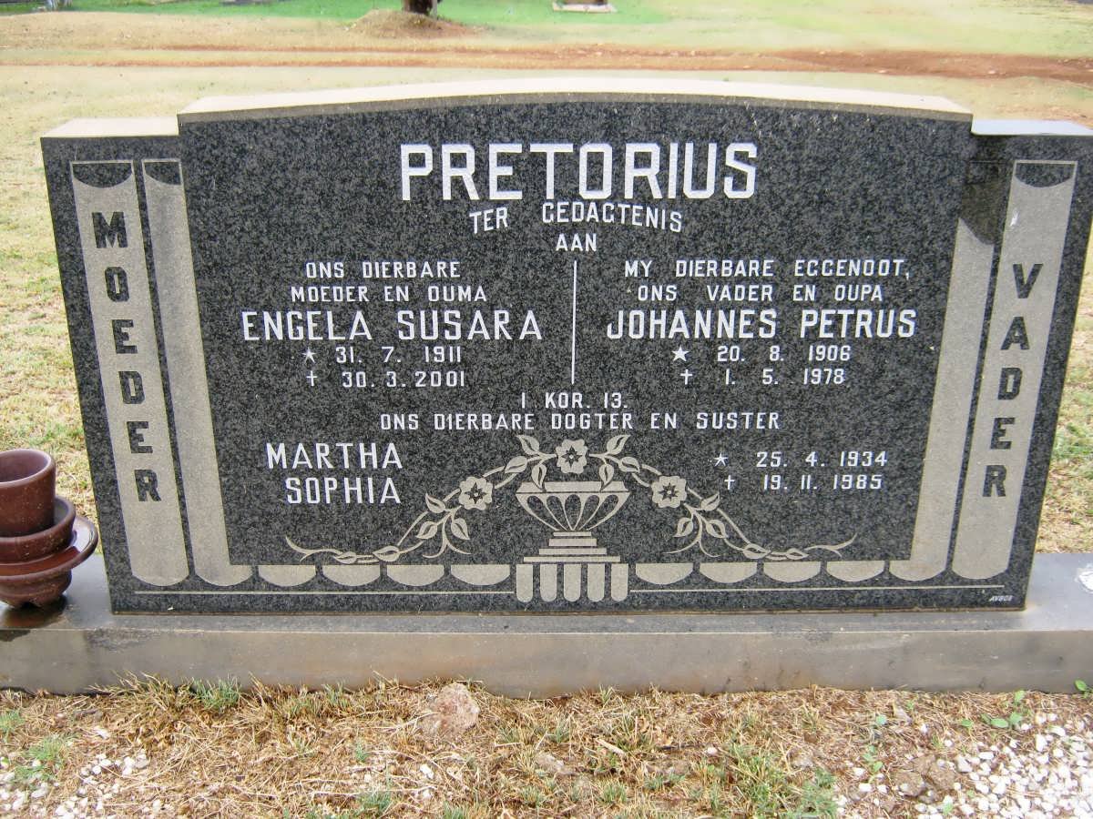 PRETORIUS Johannes Petrus 1906-1978 &amp; Engela Susara 1911-2001 :: PRETORIUS Martha Sophia 1934-1985