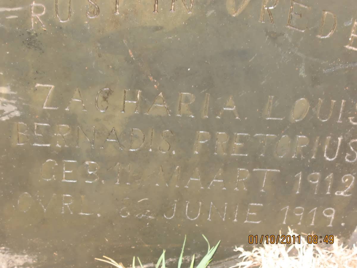 PRETORIUS Zacharia Louis Bernadis 1912-1919