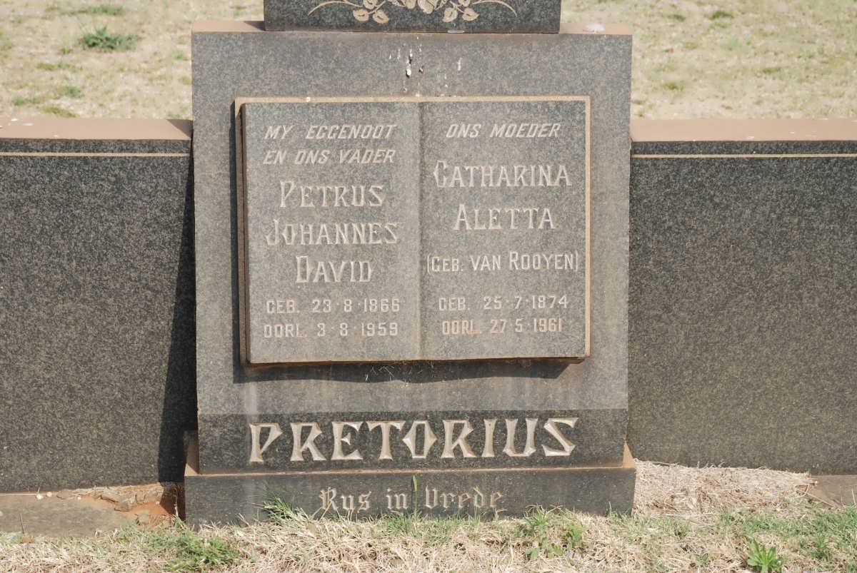 PRETORIUS Petrus Johannes David 1866-1959 &amp; Catharina Aletta VAN ROOYEN 1874-1961