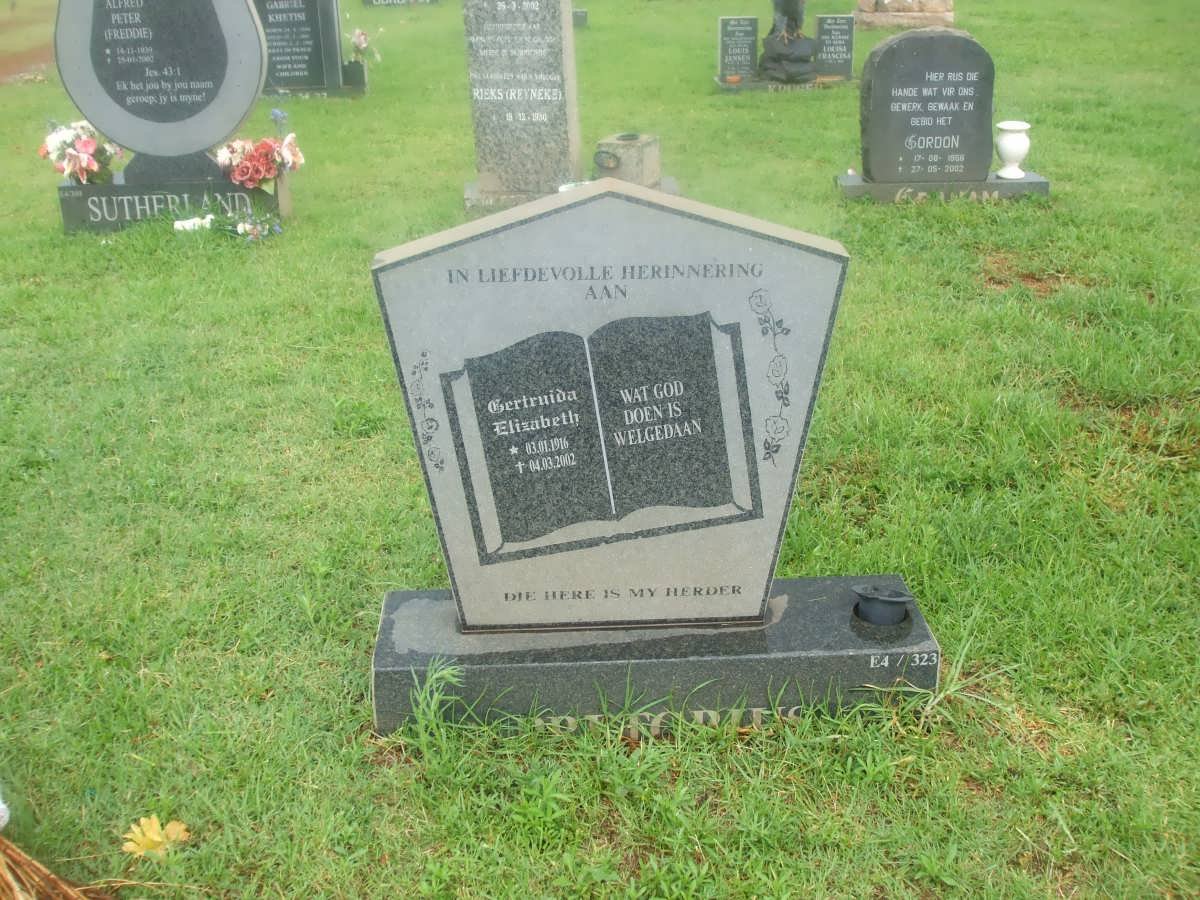 PRETORIUS Gertruida Elizabeth 1916-2002