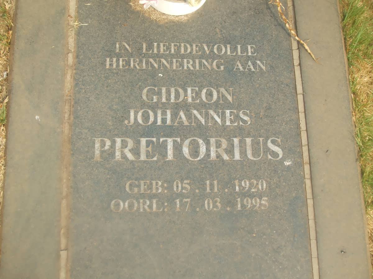 PRETORIUS Gideon Johannes 1920-1995