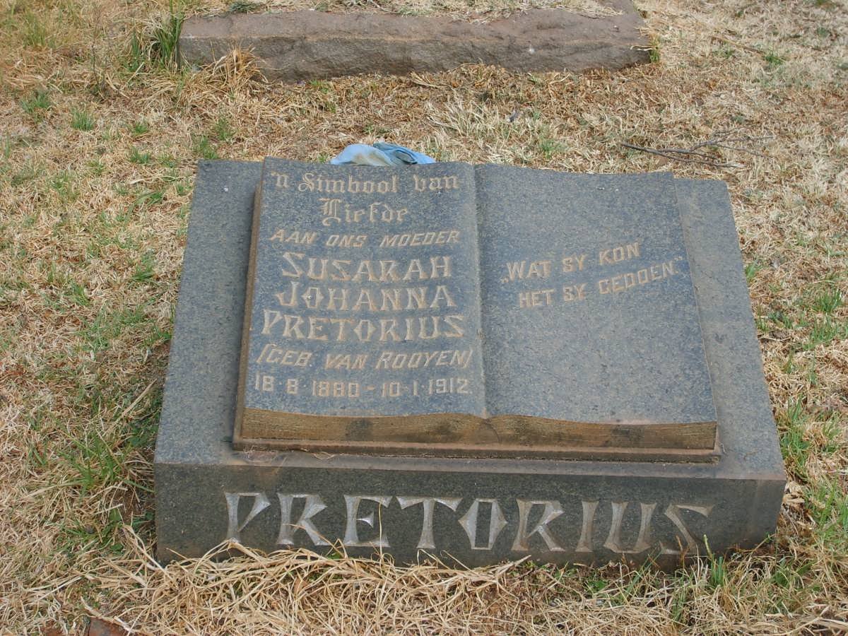 PRETORIUS Susarah Johanna nee VAN ROOYEN 1880-1912