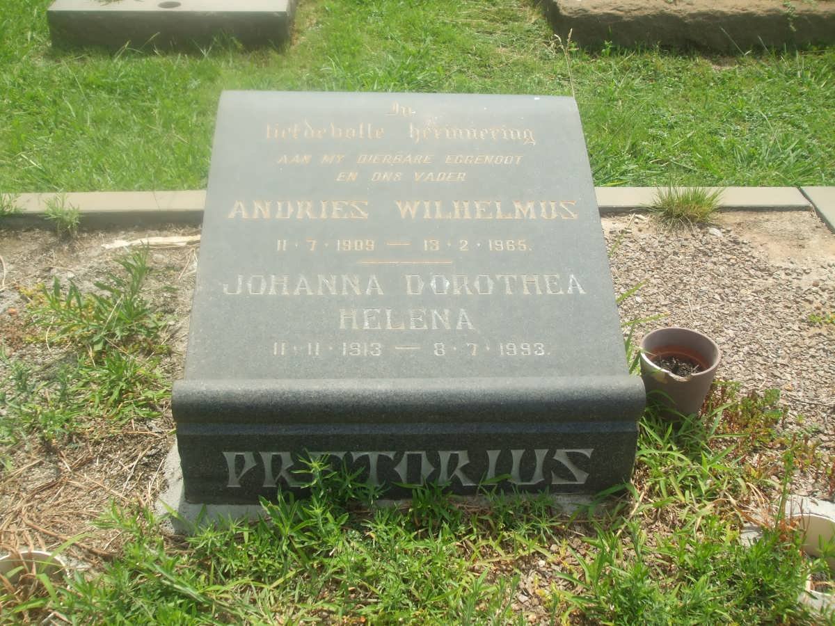 PRETORIUS Andries Wilhelmus 1909-1965 &amp; Johanna Dorothea Helena 1913-1993
