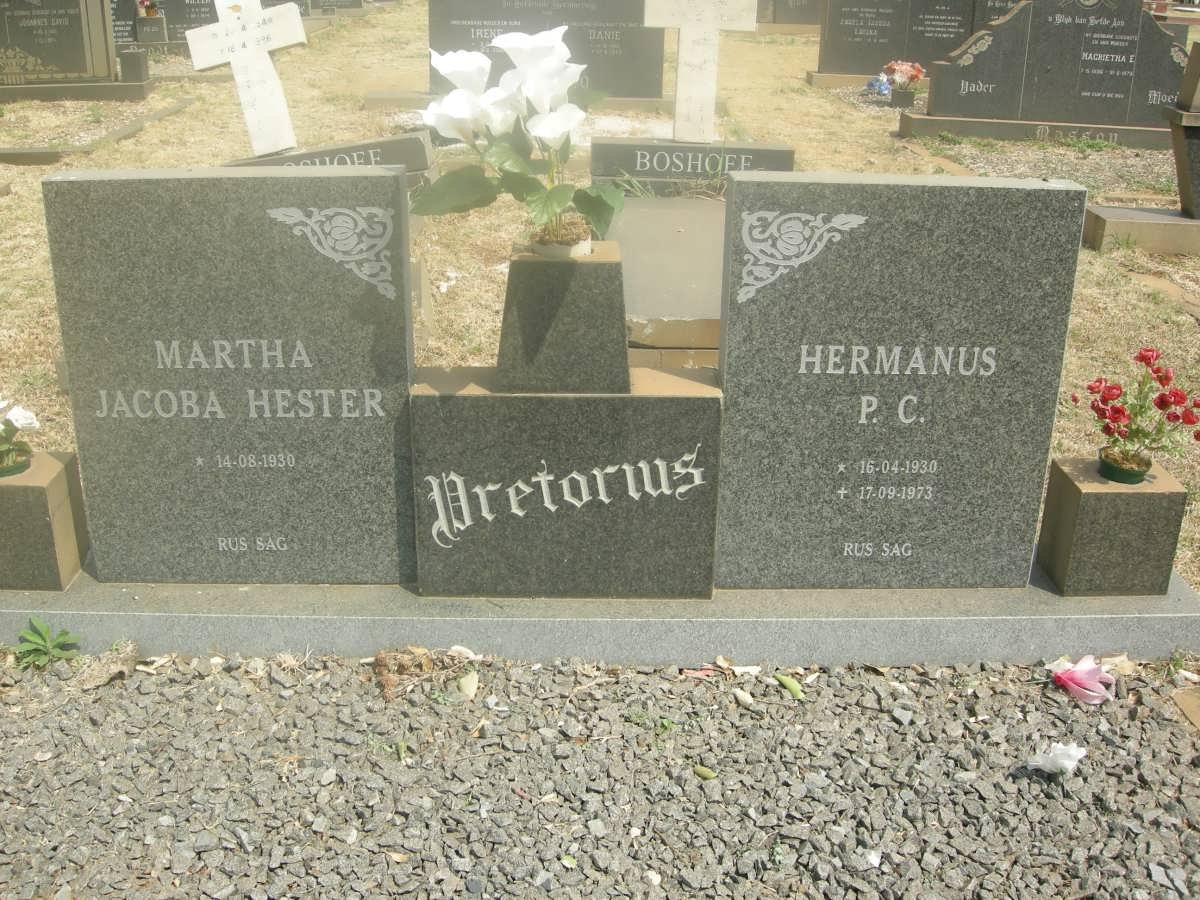 PRETORIUS Hermanus P.C. 1930-1973 &amp; Martha Jacoba Hester 1930-