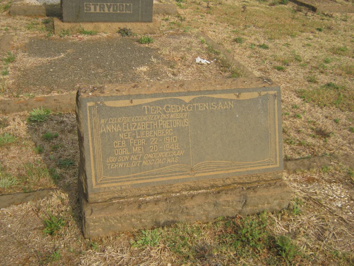 PRETORIUS Anna Elizabeth nee LIEBENBERG 1910-1949