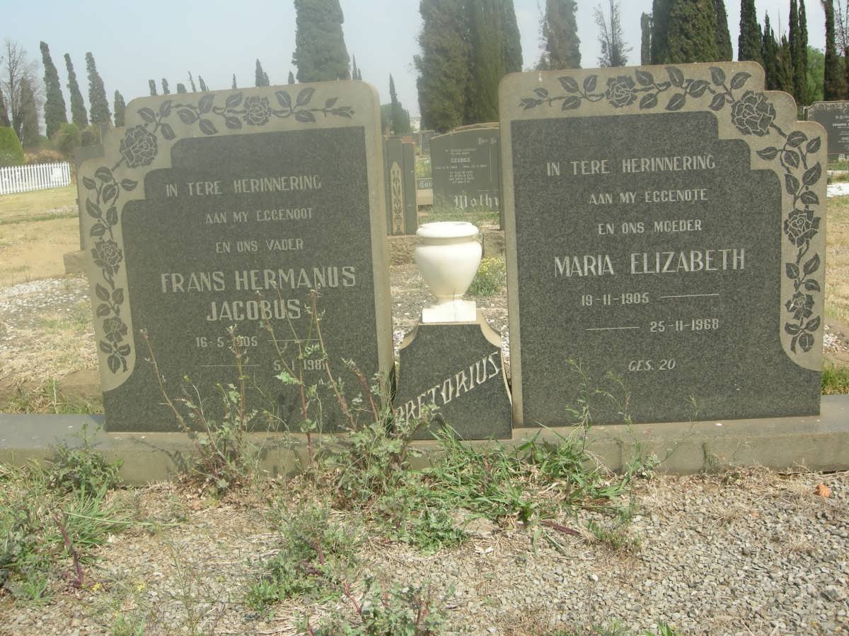PRETORIUS Frans Hermanus Jacobus 1905-1981 &amp; Maria Elizabeth 1905-1968