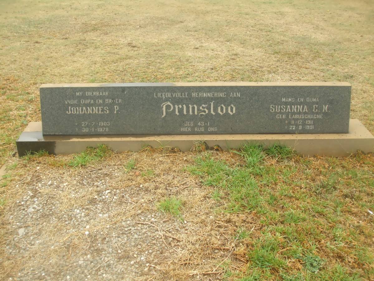 PRINSLOO Johannes P. 1903-1978 &amp; Susanna C.M. LABUSCHAGNE 1911-1991