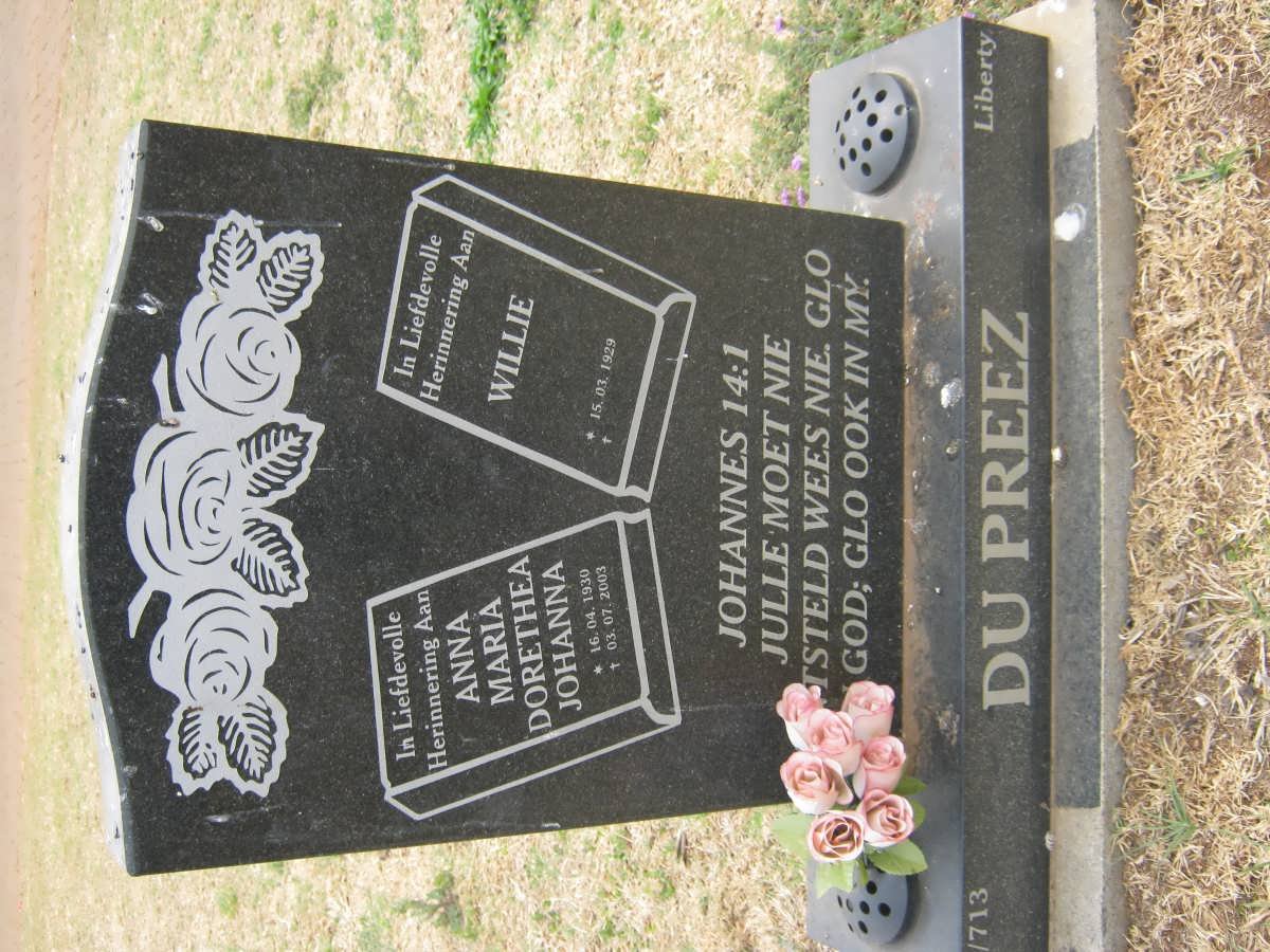PREEZ Willie, du 1929- &amp; Anna Maria Dorethea Johanna 1930-2003