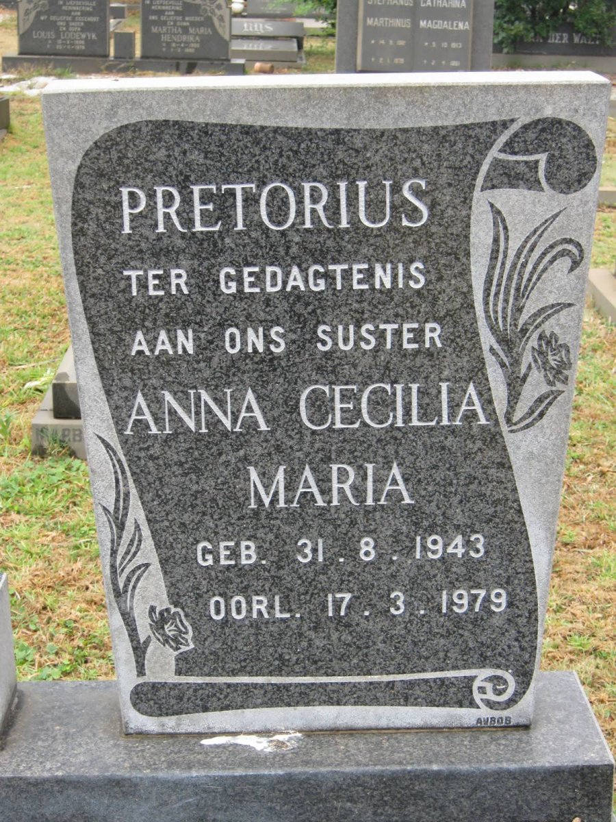 PRETORIUS Anna Cecilia Maria 1943-1979