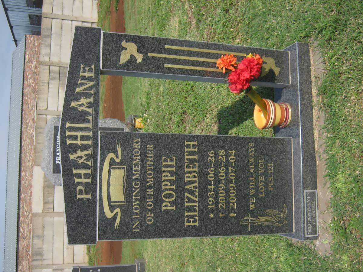 PHAHLANE Poppie Elizabeth 1934-2009