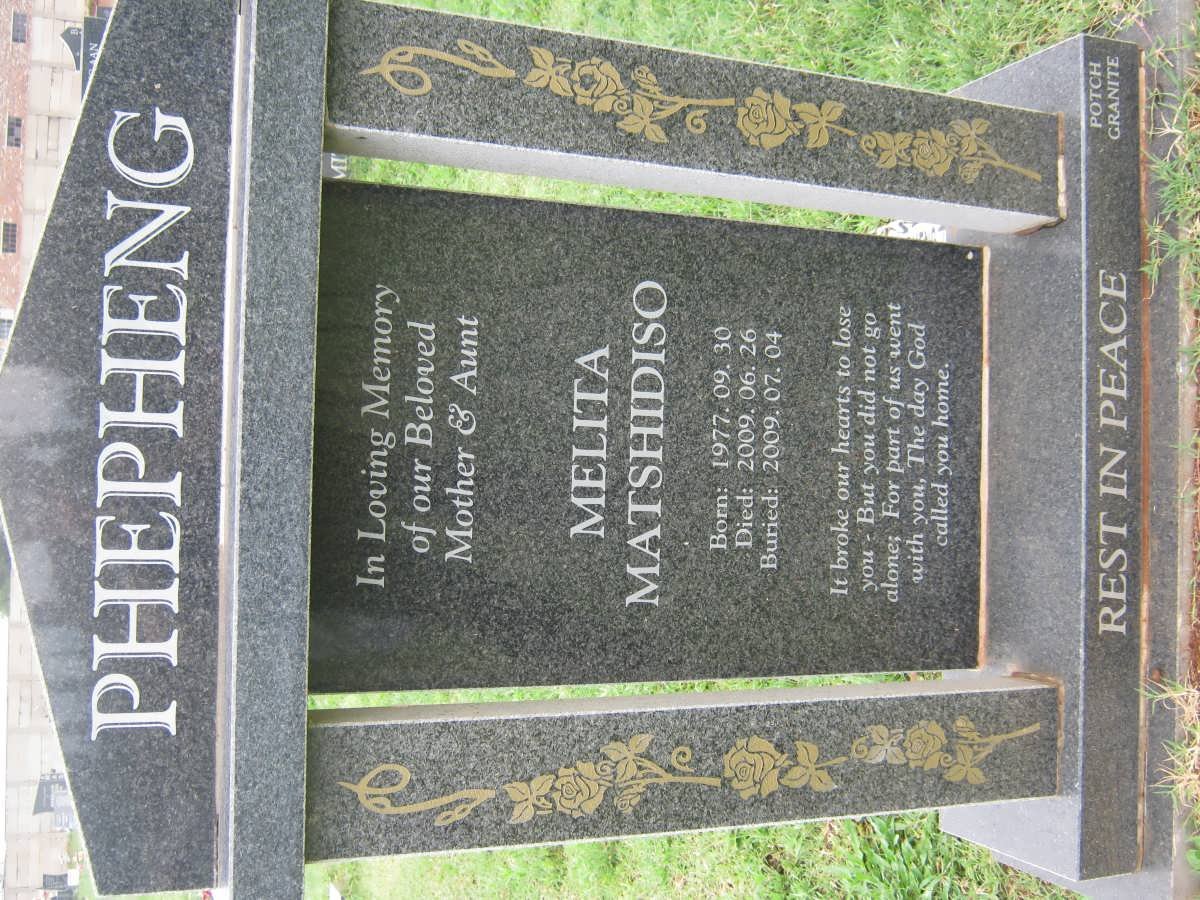 PHEPHENG Melita Matshidiso 1977-2009