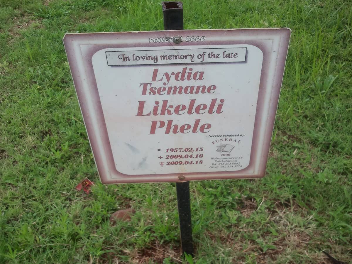 PHELE Lydia Tsemane Likeledi 1957-2009