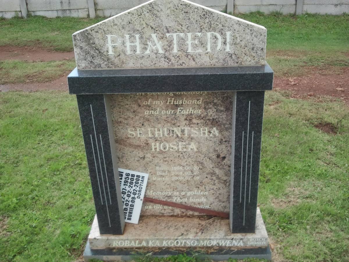 PHATEDI Sethuntsha Hosea 1956-2008