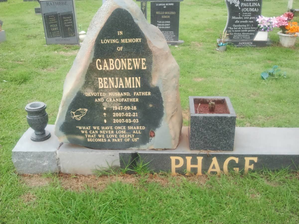 PHAGE Gabonewe Benjamin 1947-2007