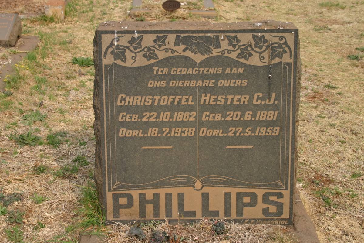 PHILLIPS Christoffel 1882-1938 &amp; Hester C.J. 1881-1959