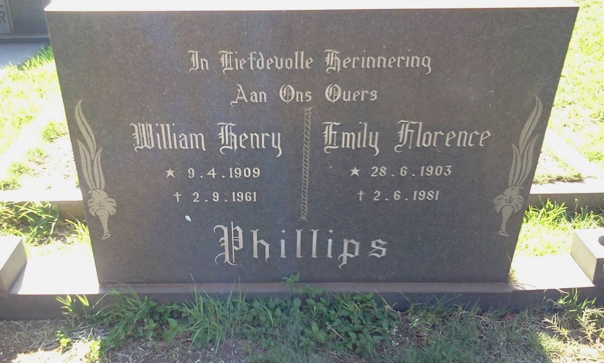 PHILLIPS William Henry 1909-1961 &amp; Emily Florence 1903-1981