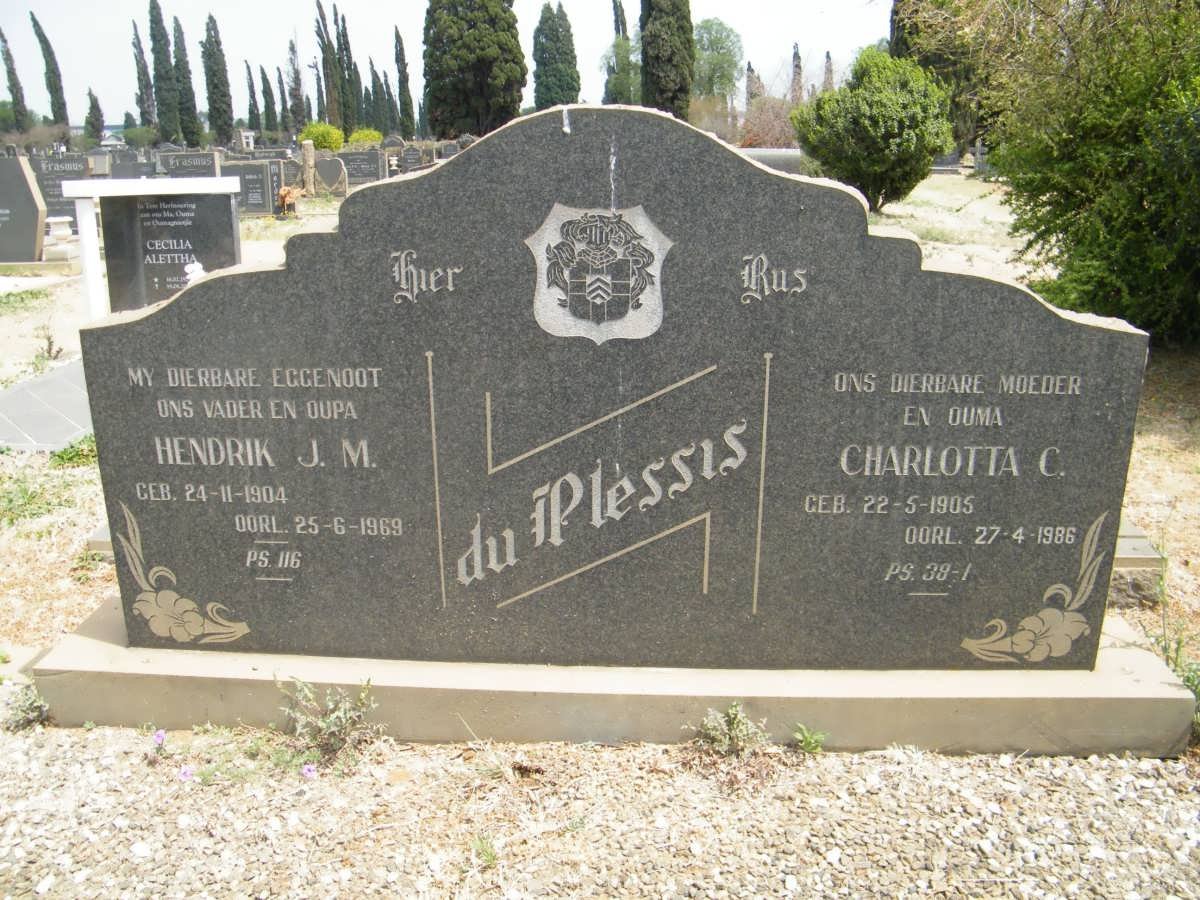 PLESSIS Hendrik J.M., du 1904-1969 &amp; Charlotta C. 1905-1986